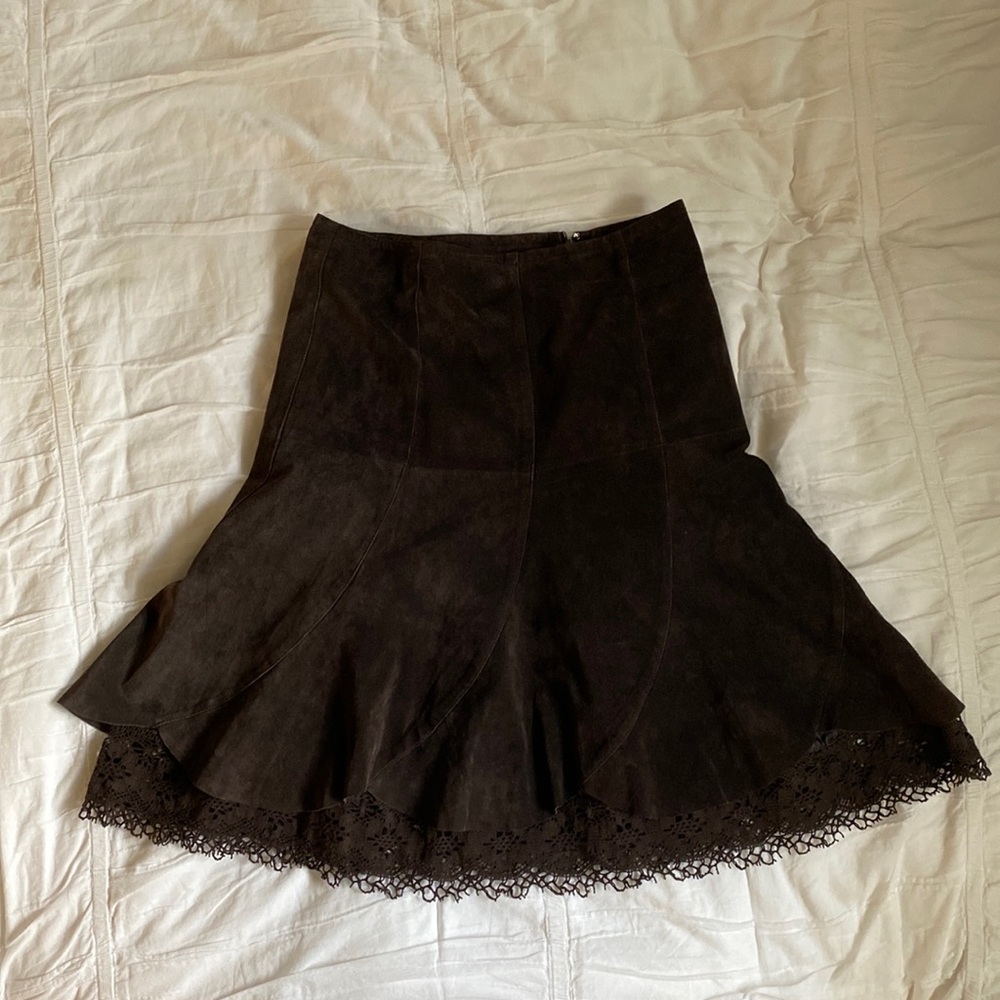 Anthropologie Odile Suede Midi skirt